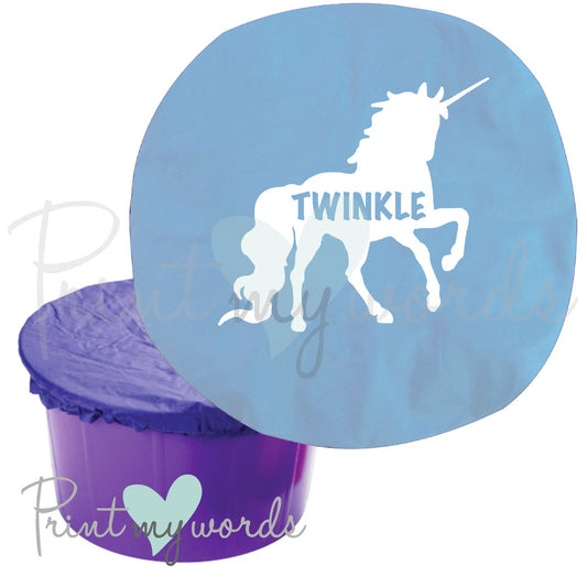Personalised Bucket Feed Bowl Cover - Unicorn Design