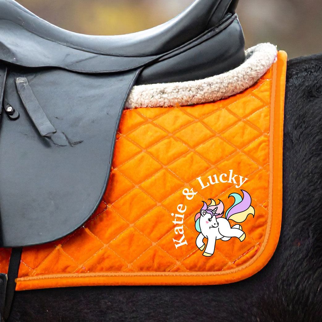 Personalised Equestrian Saddlecloth Saddle Pad - Unicorn