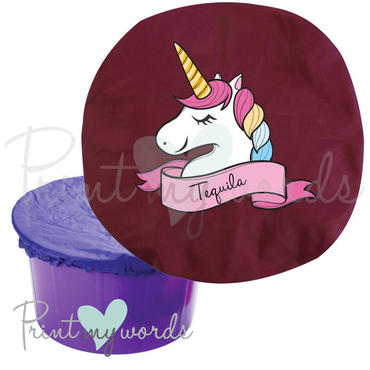 Personalised Bucket Feed Bowl Cover - Unicorn Head Design