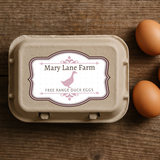 Personalised Vintage Duck Egg Box Labels – Rustic Illustrated Stickers
