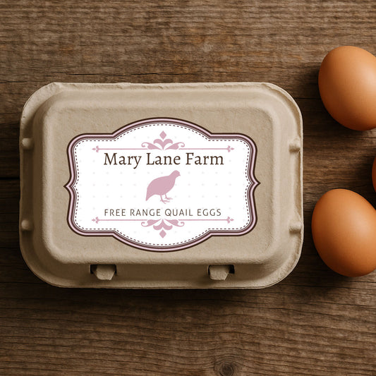 Personalised Vintage Quail Egg Box Labels – Rustic Illustrated Stickers