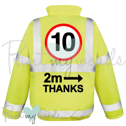 High Visibility Hi Vis Equestrian Reflective Waterproof Jacket Body Warmer 10MPH, 2M, THANKS