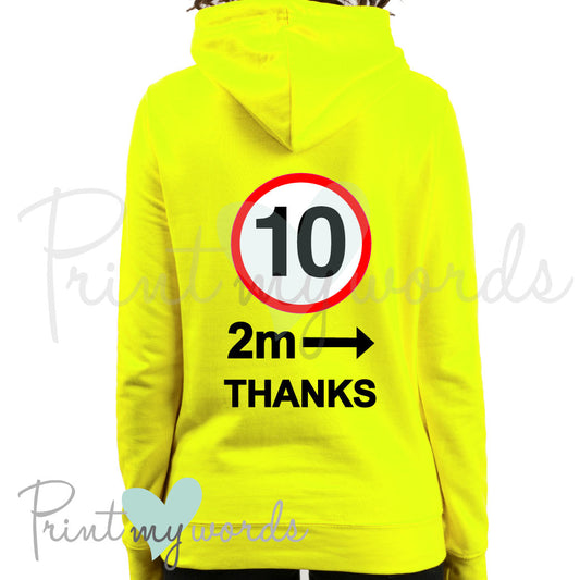 High Visibility Hi Vis Equestrian Neon Electric Hoodie - 10MPH, 2M, THANKS hi-viz