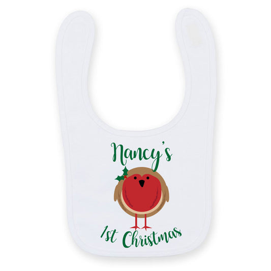 Baby's 1st Christmas Personalised Robin Bib