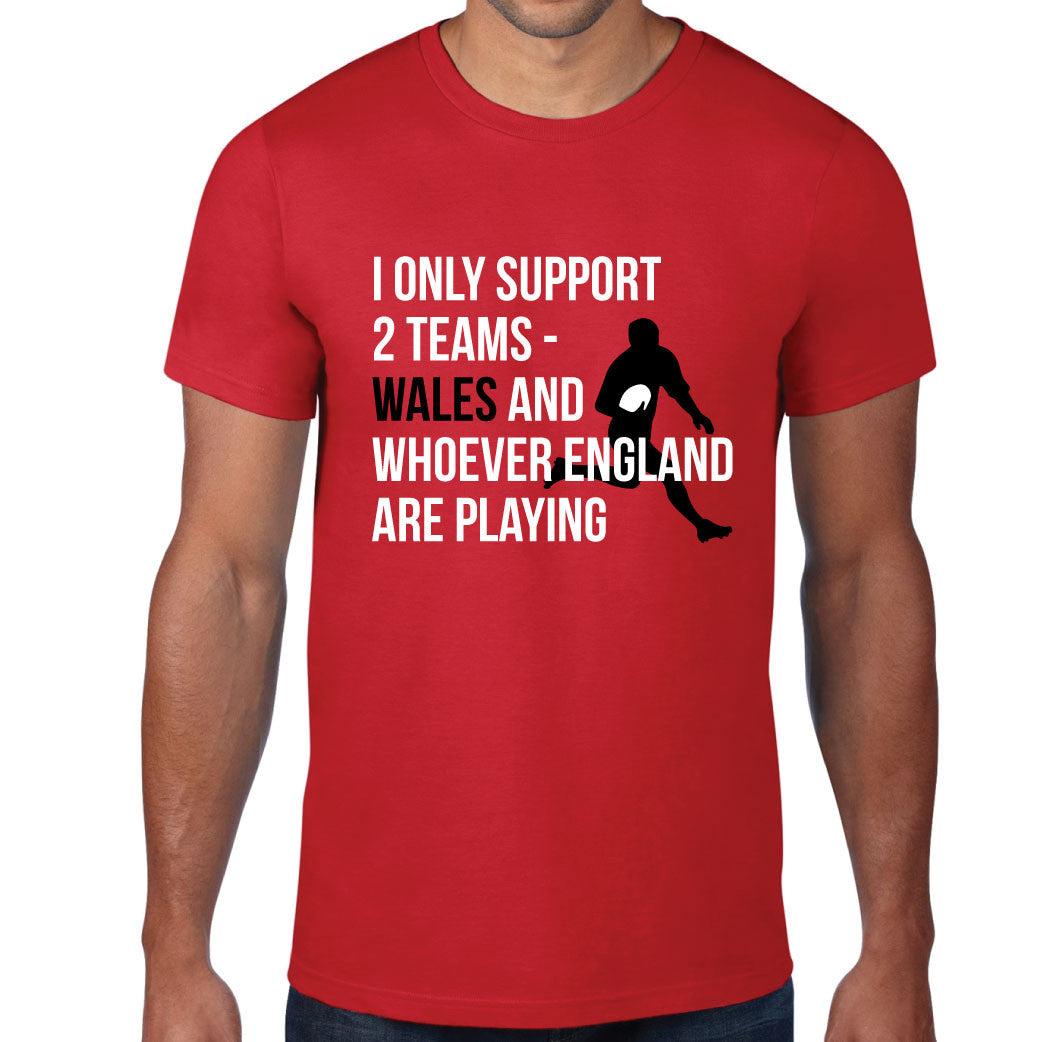 Men's Welsh Rugby Support 2 Teams T-Shirt
