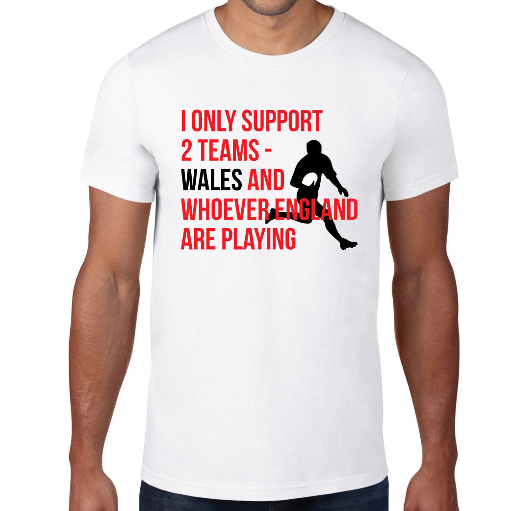 Men's Welsh Rugby Support 2 Teams T-Shirt