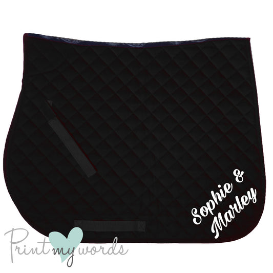Personalised Script Style Equestrian Saddlecloth Saddle Pad