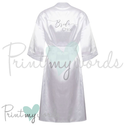 Personalised Satin Wedding Bridal Robe Dressing Gown - Bride