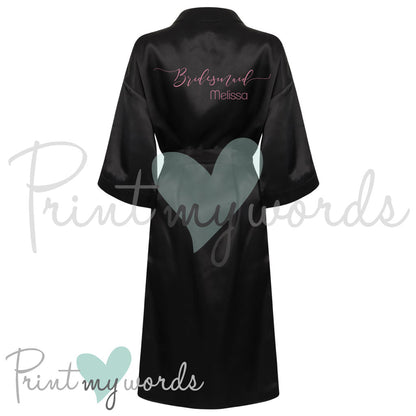 Personalised Satin Wedding Bridal Robe Dressing Gown - Bridesmaid