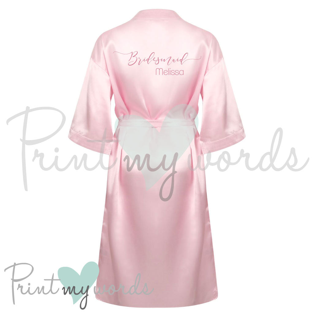 Personalised Satin Wedding Bridal Robe Dressing Gown - Bridesmaid