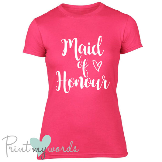 Calligraphy Style Hen Party T-Shirt - Maid Of Honour