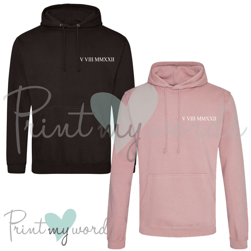 Personalised Roman Numerals Couple Hoodies x2