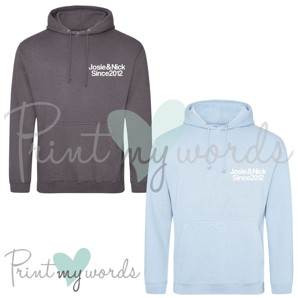 Personalised Names and Date Couple Hoodies x2