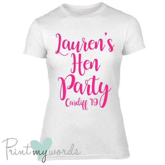 Calligraphy Style Hen Party T-Shirt - Personalised