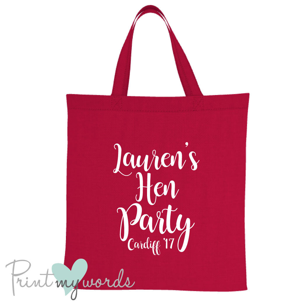 Calligraphy Style Personalised Hen Party Tote Bag