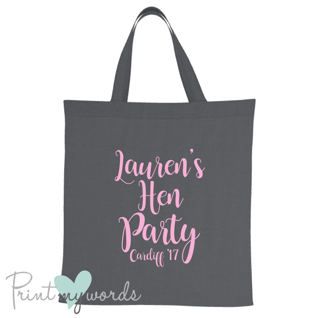 Calligraphy Style Personalised Hen Party Tote Bag