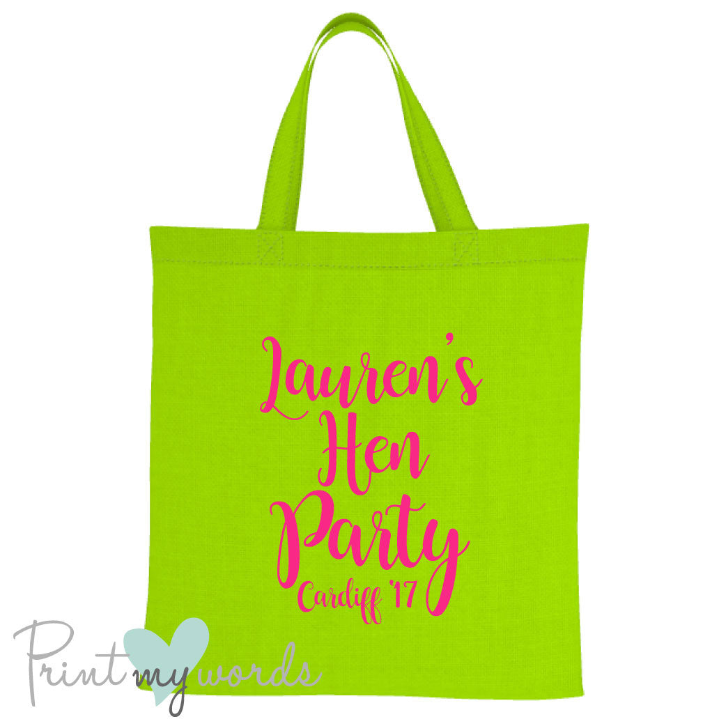 Calligraphy Style Personalised Hen Party Tote Bag