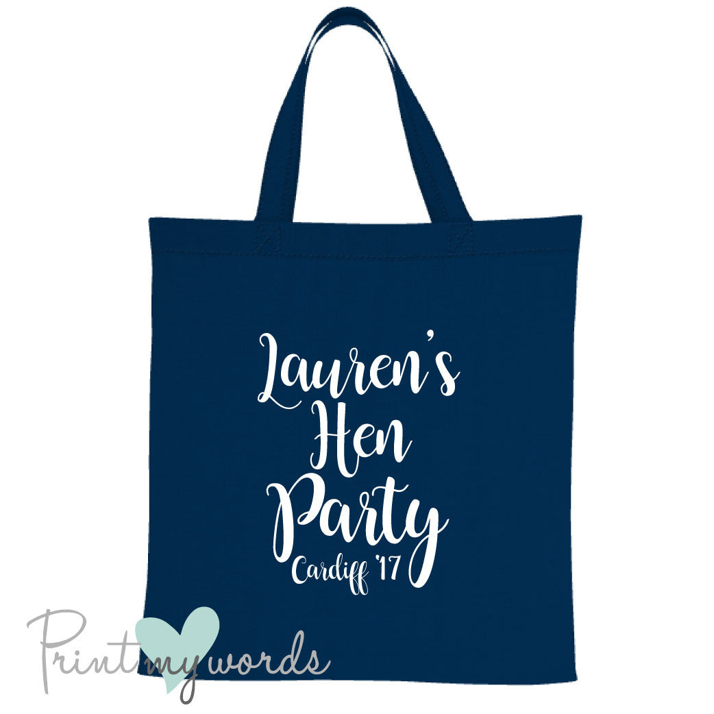 Calligraphy Style Personalised Hen Party Tote Bag