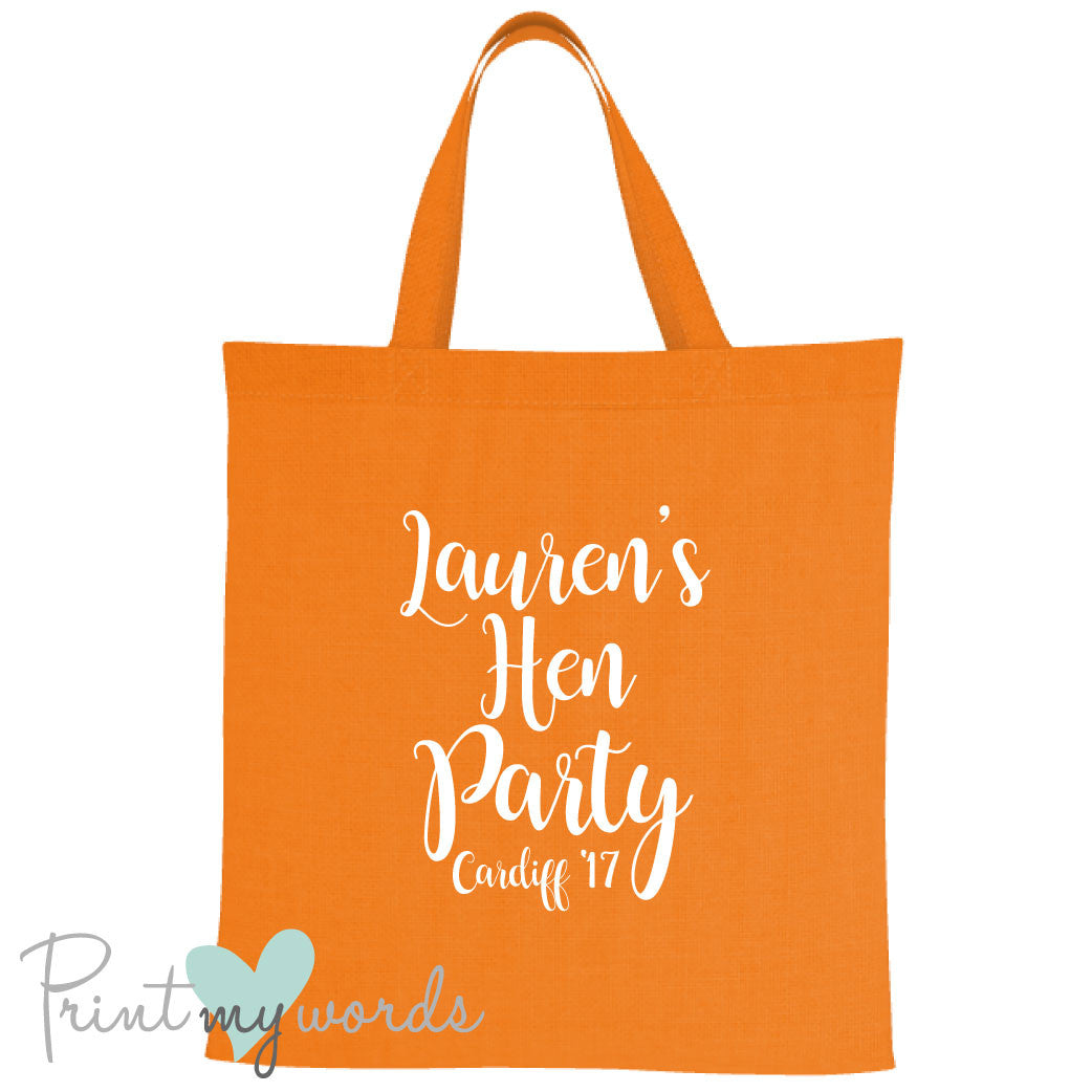 Calligraphy Style Personalised Hen Party Tote Bag