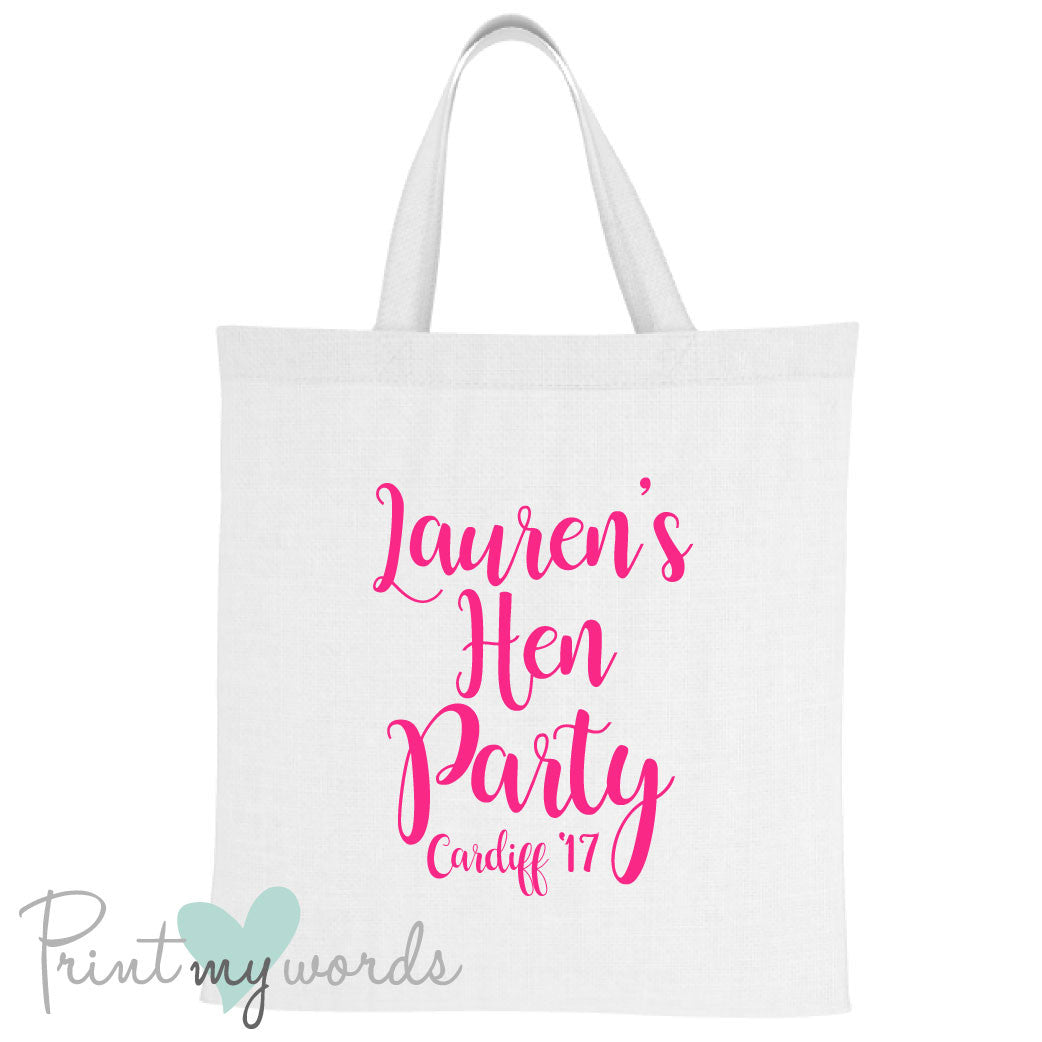 Calligraphy Style Personalised Hen Party Tote Bag