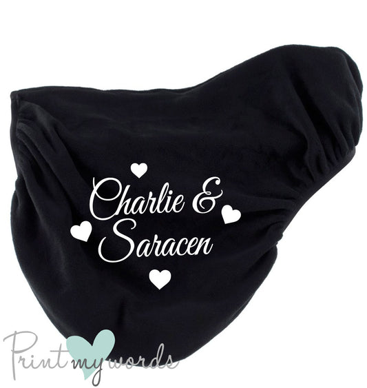 Personalised Fleece Saddle Cover - Hearts Design