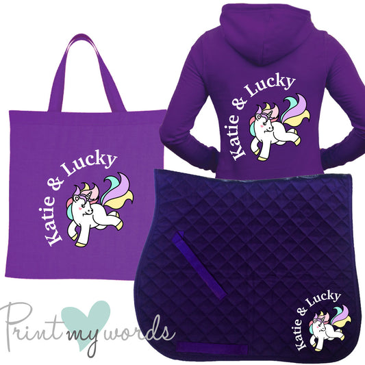 'Dolly' Children's Personalised Matching Equestrian Set - Unicorn Design