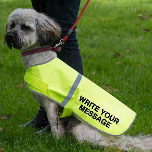 Hi Vis Reflective Dog Vest - WRITE YOUR OWN MESSAGE