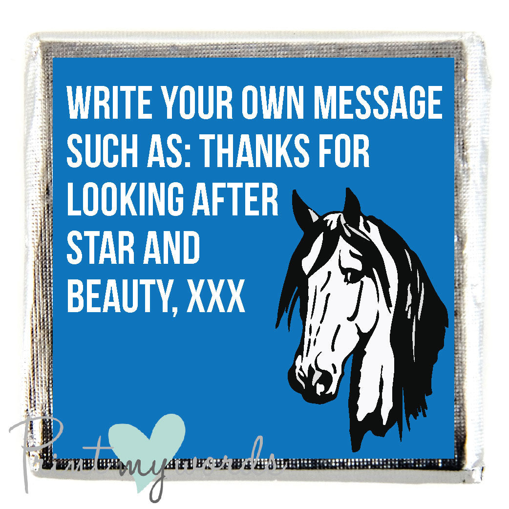 Personalised Horse Head Equestrian WRITE A MESSAGE Chocolate x10