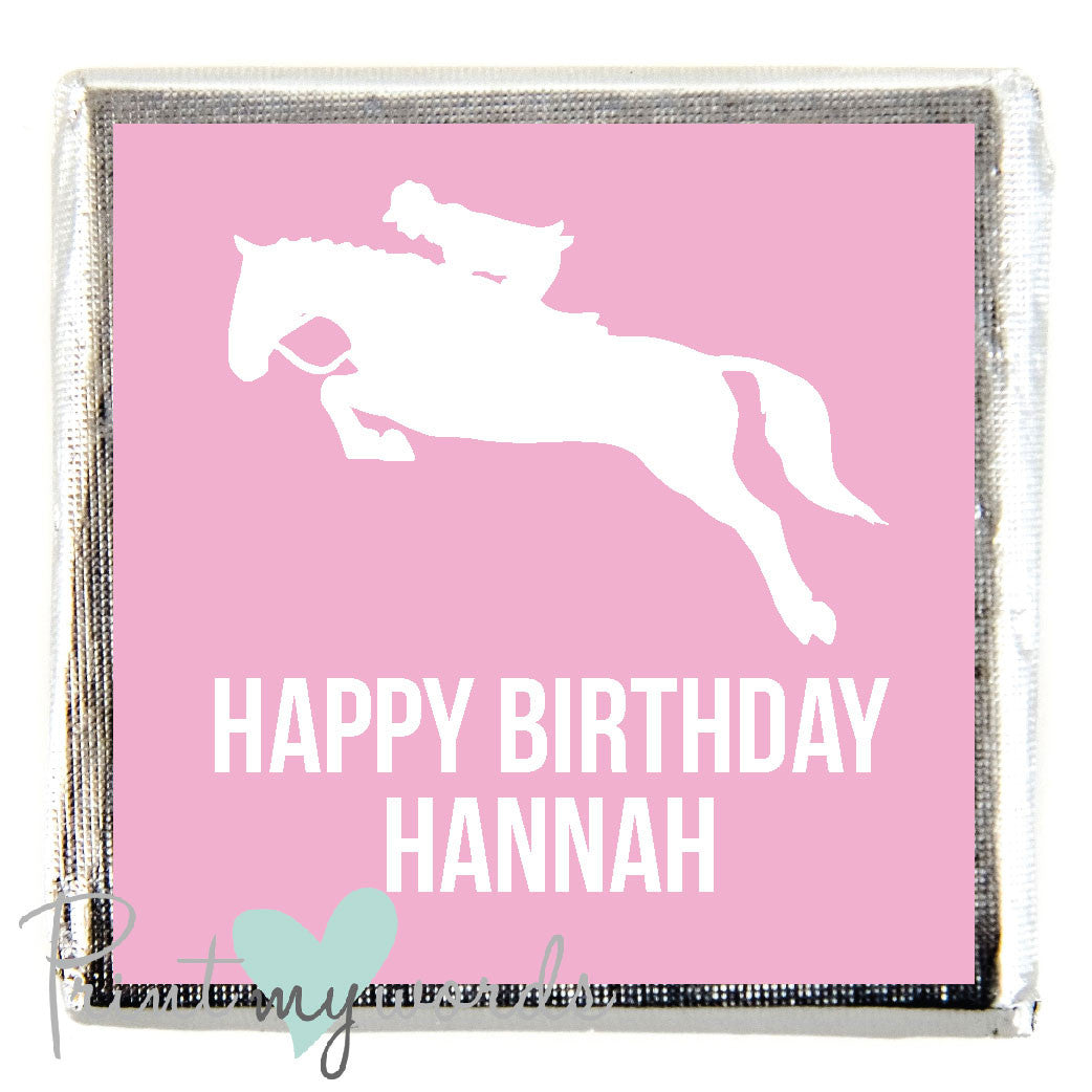 Personalised Jumping Equestrian Chocolate WRITE A MESSAGE x10