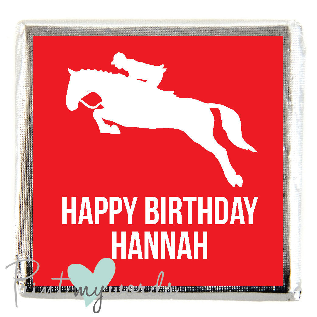 Personalised Jumping Equestrian Chocolate WRITE A MESSAGE x10