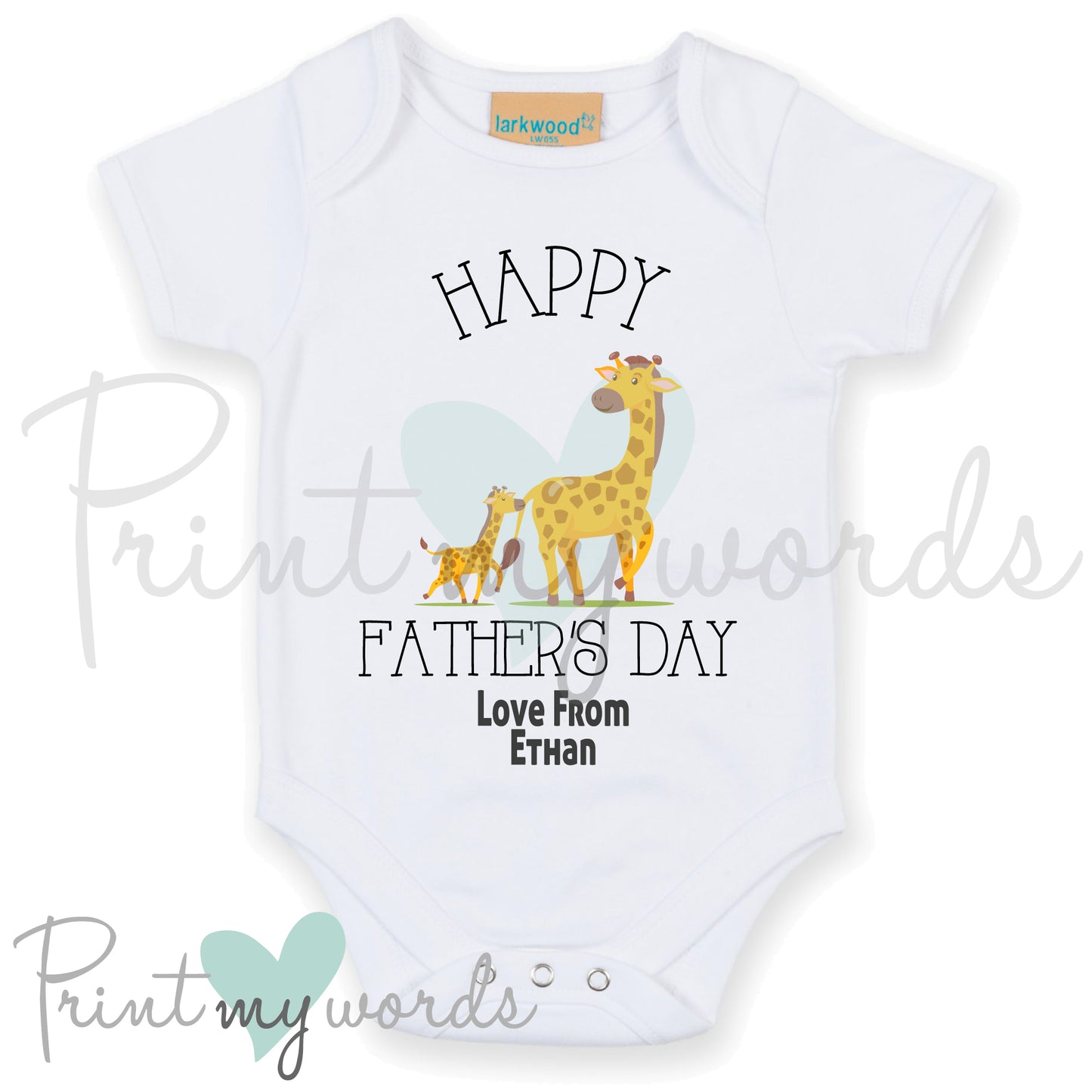 Personalised Father's Day Giraffe Baby Vest Bodysuit Onesie