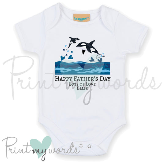 Personalised Father's Day Orcas Baby Vest Bodysuit Onesie
