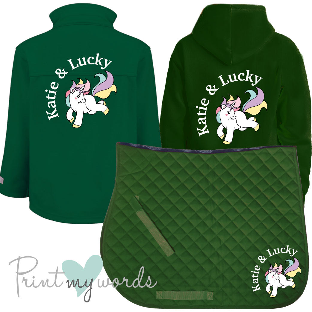 'Ginny' Children's Personalised Matching Equestrian Set - Unicorn Design