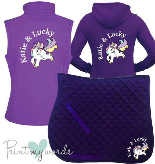 'Ginny' Ladies Personalised Matching Equestrian Set - Unicorn Design