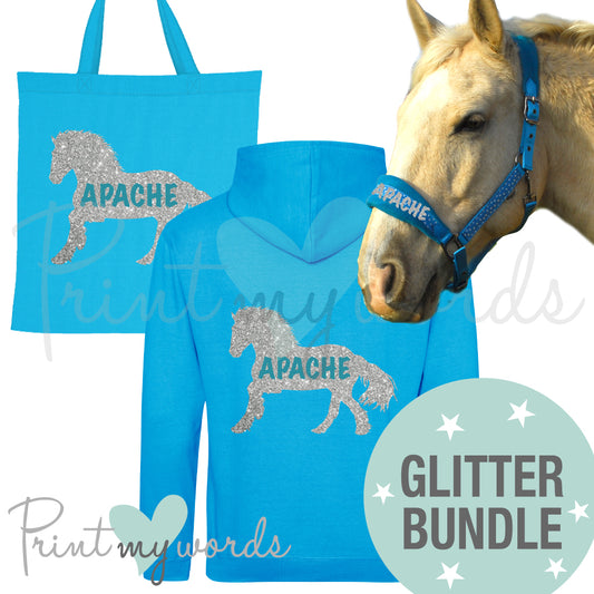 'Nelly' Personalised Matching Glitter Equestrian Set - Cob Design