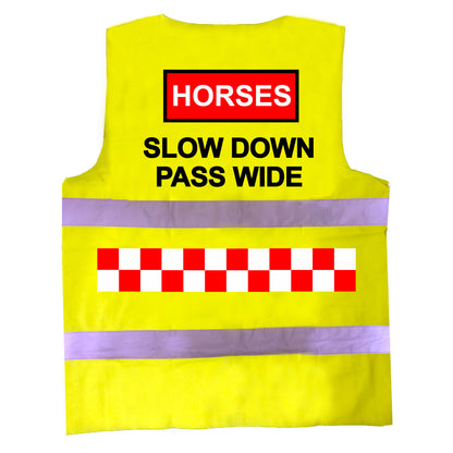 Men's High Visibility Reflective Vest HORSES SLOW DOWN PASS WIDE hi viz