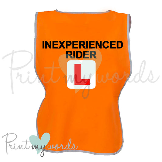 High Visibility Hi Vis Equestrian Reflective Vest Tabard Waistcoat INEXPERIENCED RIDER hi-viz