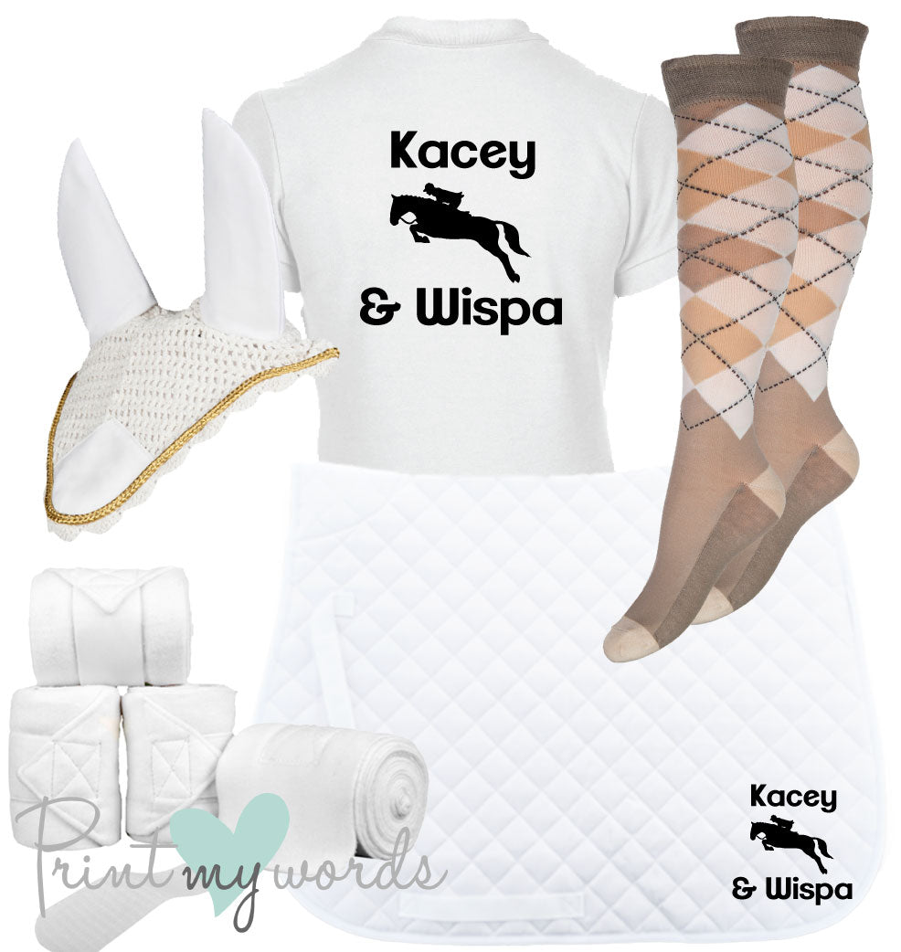 'Ivy' Children's Personalised Matching Equestrian Set - Jumping Design