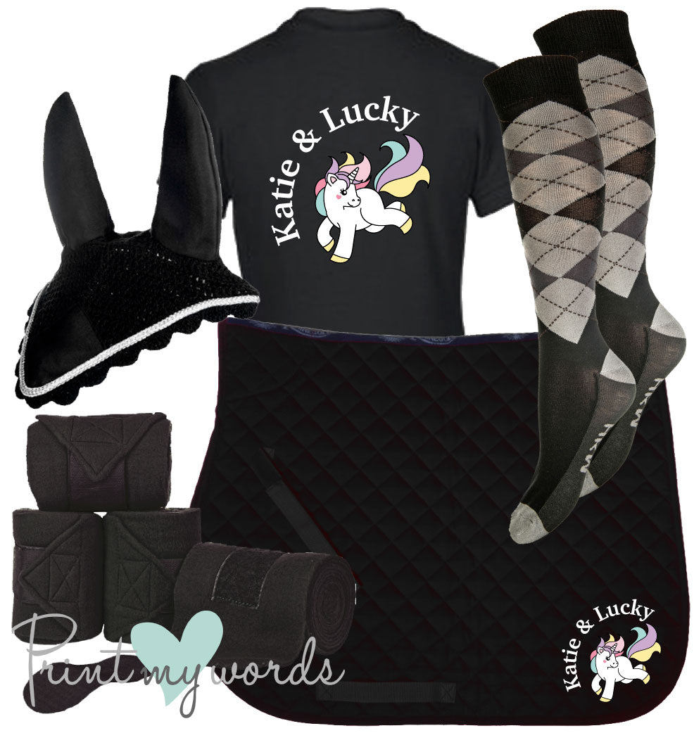 'Ivy' Ladies Personalised Matching Equestrian Set - Unicorn Design