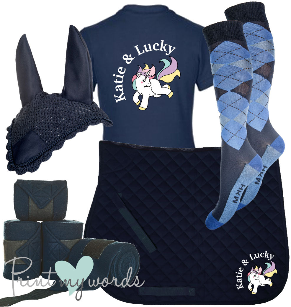 'Ivy' Ladies Personalised Matching Equestrian Set - Unicorn Design
