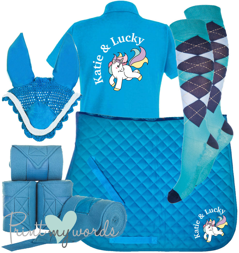 'Ivy' Ladies Personalised Matching Equestrian Set - Unicorn Design
