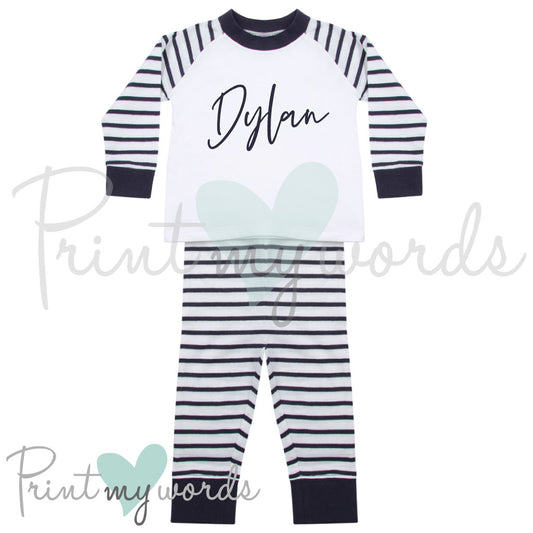 Baby/Toddlers Personalised Striped Pyjamas PJ's