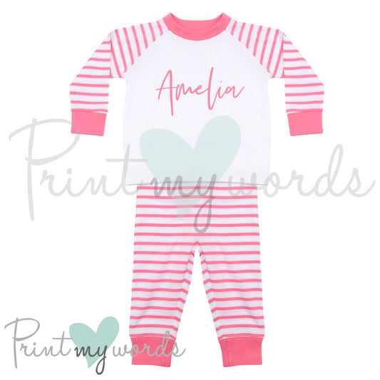 Baby/Toddlers Personalised Striped Pyjamas PJ's