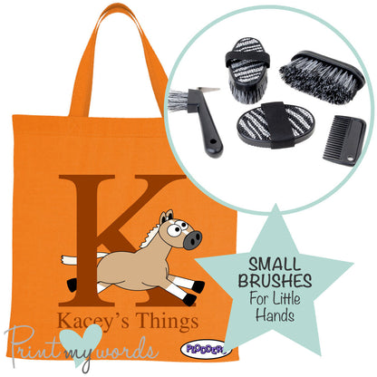 Children's Personalised Glitter Letter Grooming Kit with Tote Bag