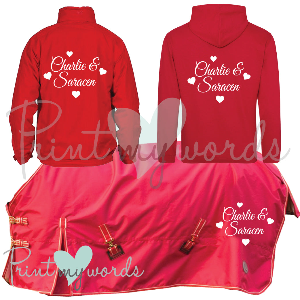 'Maisy' Children's Personalised Matching Equestrian Set - Hearts Design