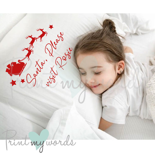 Personalised Kids Christmas Eve Pillowcase - Please Visit