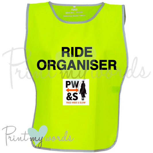 Official PW&S High Visibility Hi Vis Equestrian Reflective Vest Tabard Waistcoat RIDE ORGANISER