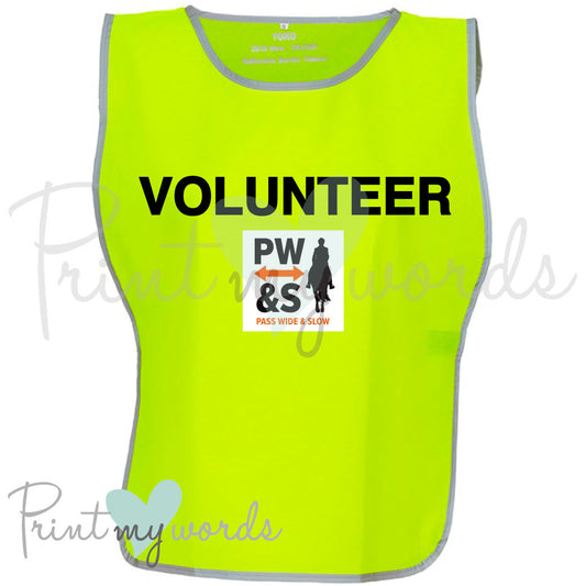 Official PW&S High Visibility Hi Vis Equestrian Reflective Vest Tabard Waistcoat VOLUNTEER