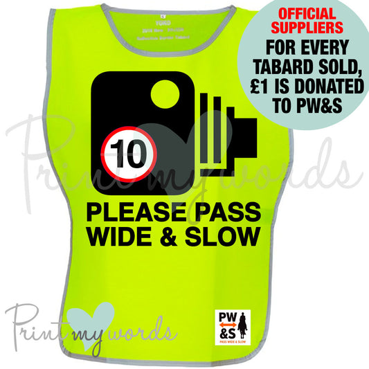 Official PW&S High Visibility Hi Vis Equestrian Reflective Vest Tabard Waistcoat CAMERA, 10mph, PLEASE PASS WIDE & SLOW