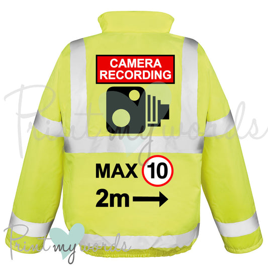 High Visibility Hi Vis Equestrian Reflective Waterproof Jacket Body Warmer CAMERA RECORDING, MAX 10, 2M